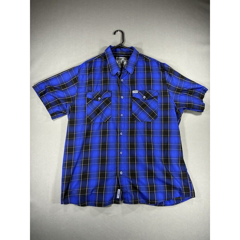 Dixxon Flannel Shirt Mens 2X Blue Black Plaid Bamboo Short Sleeve Button Up Cape